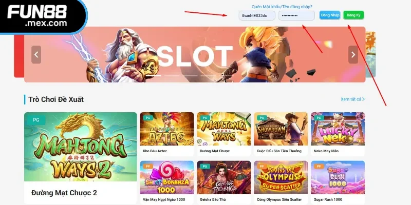 Điền chính xác thông tin khi đăng ký, đăng nhập Fun88